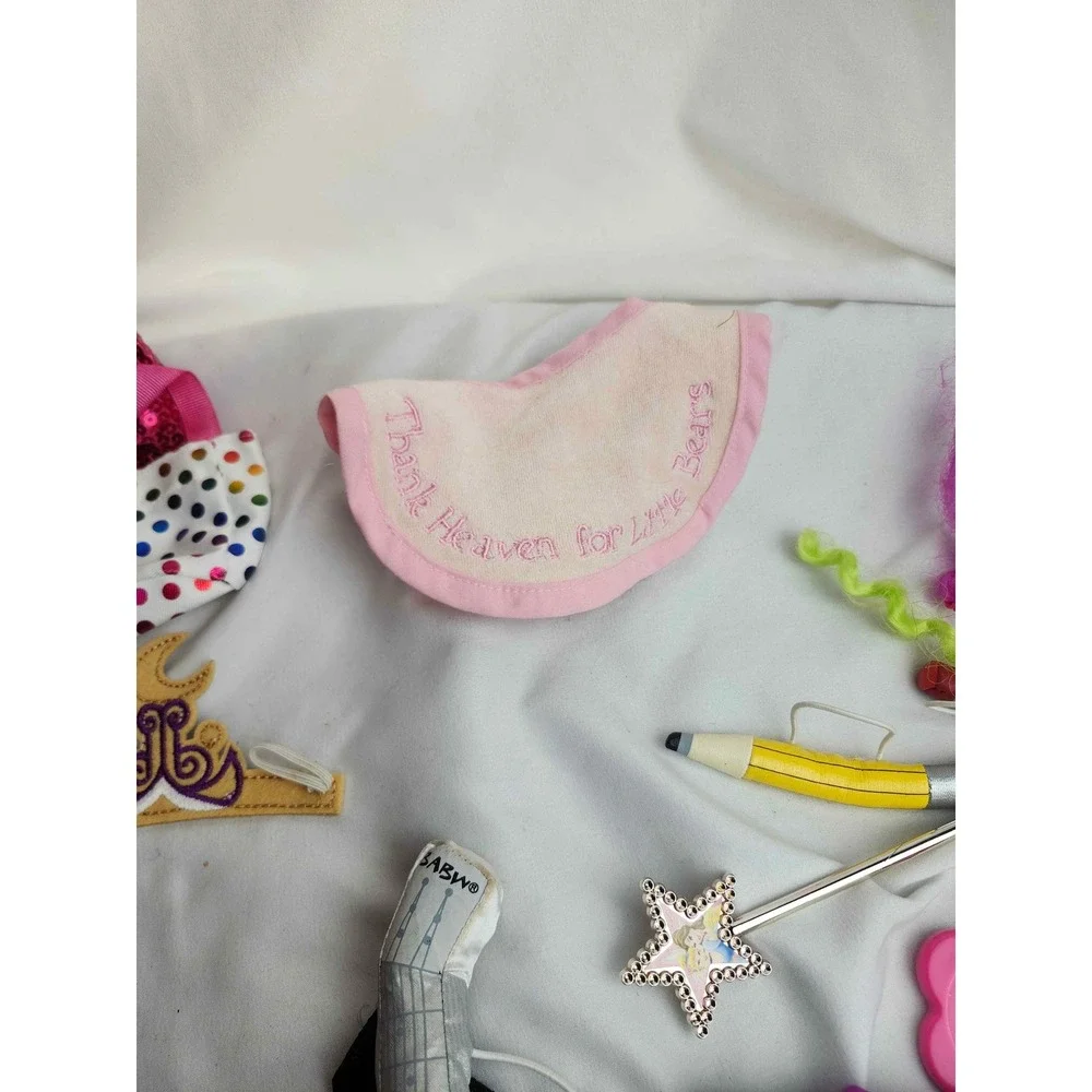 Build-A-Bear Accessory Lot T-Shirt Guitar Purses Bows Disney Princess Wand Bib